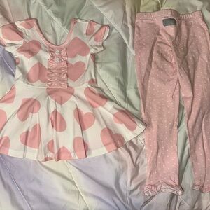 Eleanor Rose Pink Hearts / Leggings Set - 4/5